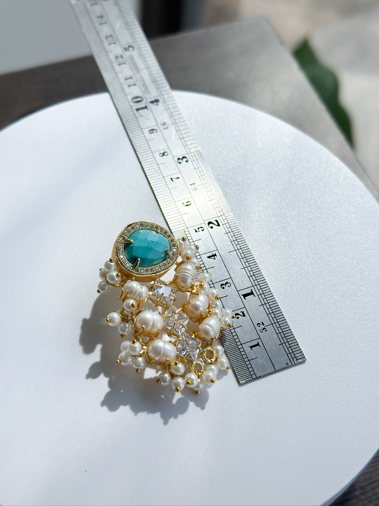 Clara | Turquoise, Pearl & Crystal Earrings