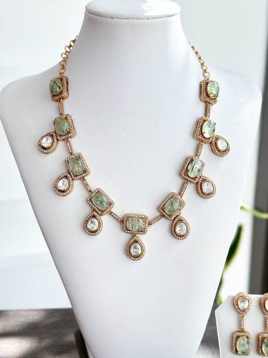 Adaline | Moss Quartz & Moissanite Set