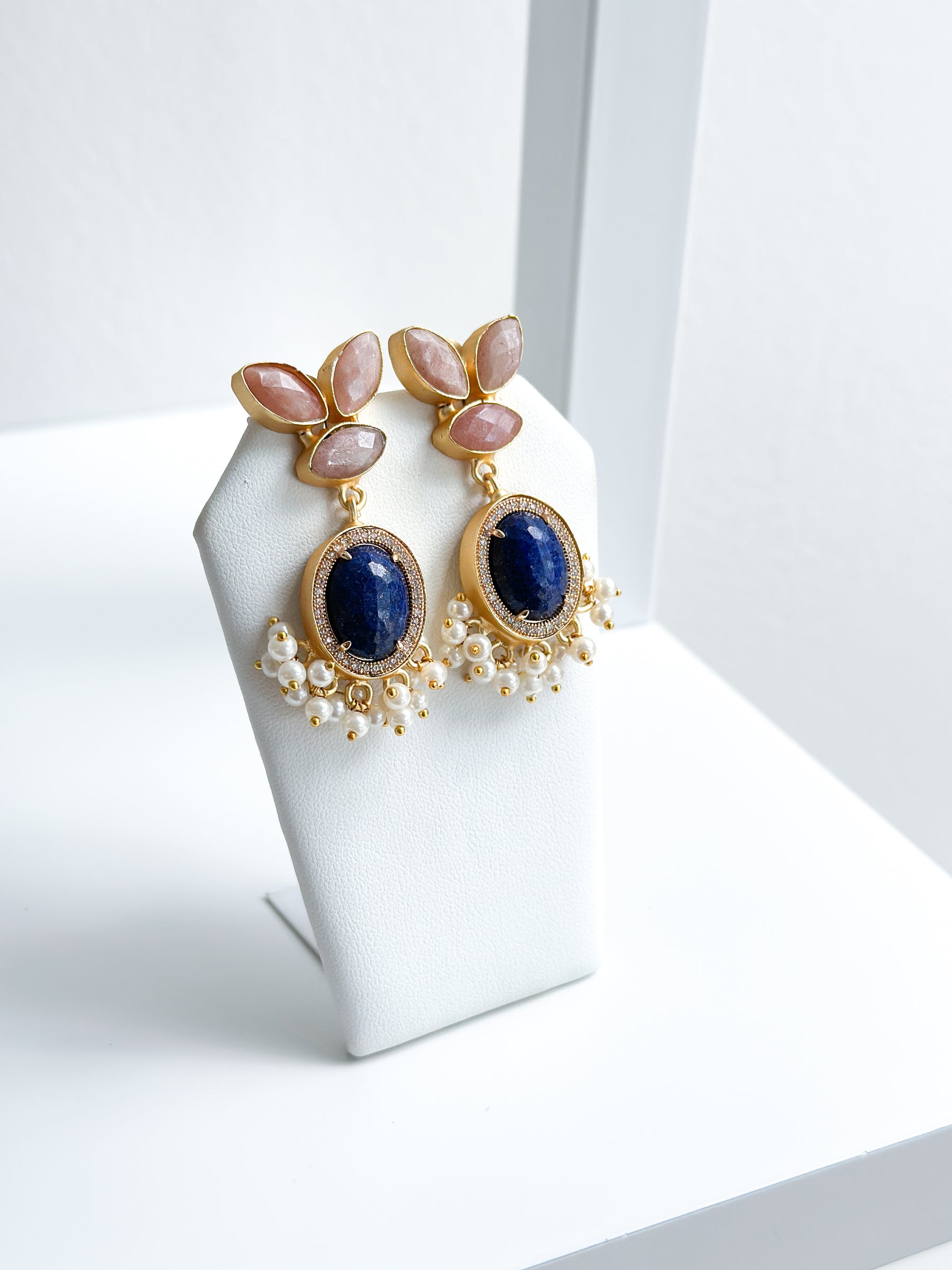 Tallulah | Strawberry Quartz & Lapis Earrings