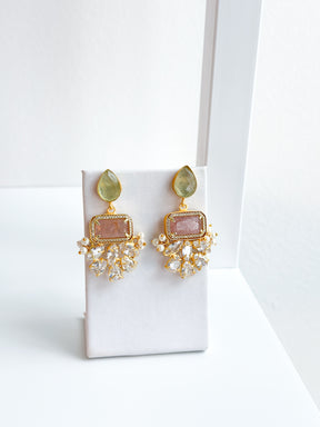 Ella | Moss Quartz & Strawberry Quartz Earrings