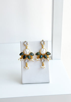 Nessa | Labradorite, Baroque Pearl & Crystal Earrings