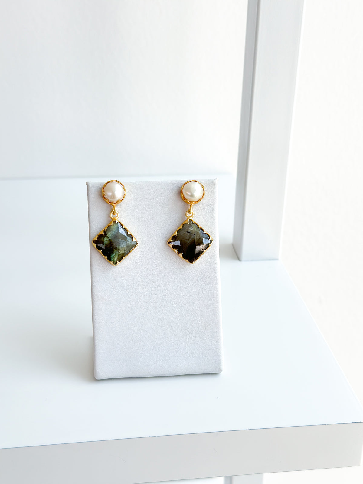 Dena | Labradorite & Pearl Earrings