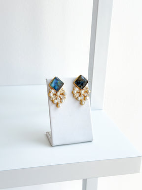 Nita | Labradorite, Pearls & Crystal Earrings