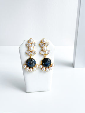 Francesca | Labradorite, Baroque Pearl & Crystal Earrings