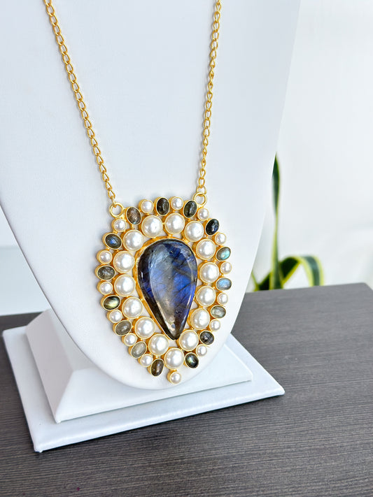 Freya | Labradorite & Pearl Statement Necklace