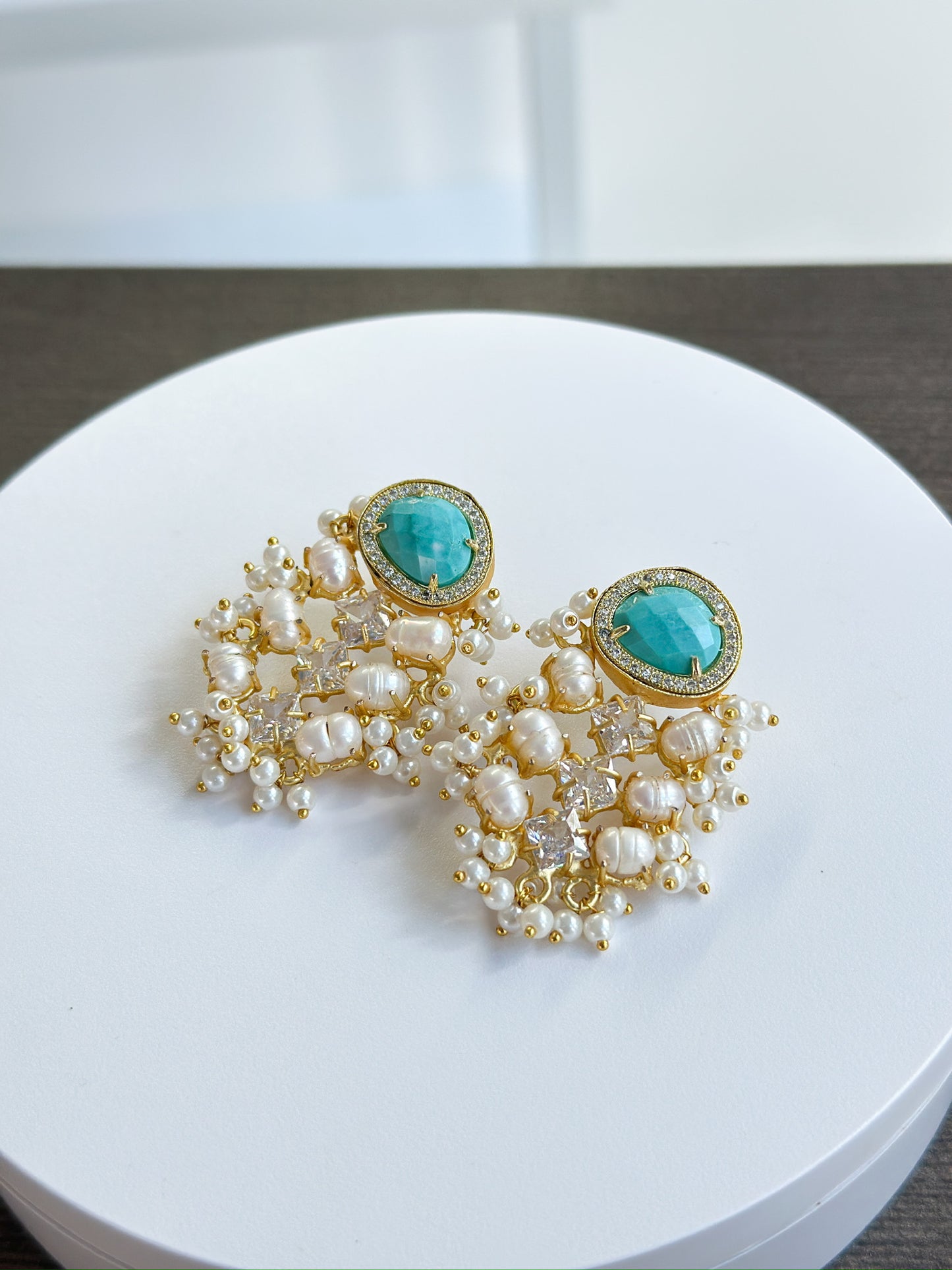 Clara | Turquoise, Pearl & Crystal Earrings