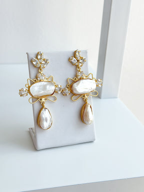 Edith | Baroque Pearl & Crystal Earrings