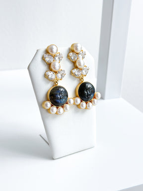 Francesca | Labradorite, Baroque Pearl & Crystal Earrings