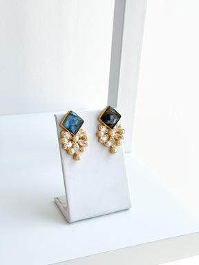 Nita | Labradorite, Pearls & Crystal Earrings