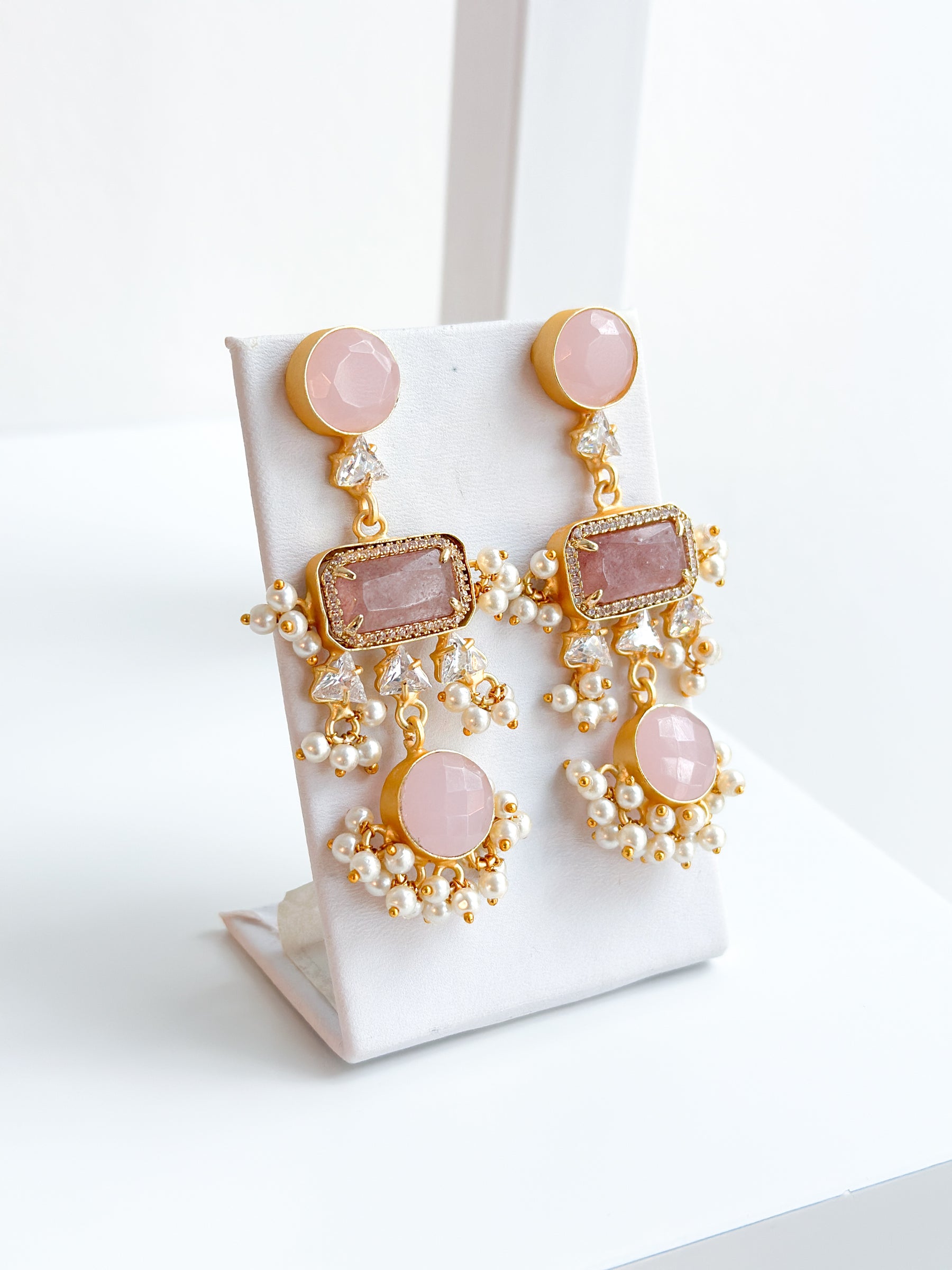 Caroline | Strawberry Quartz Earrings