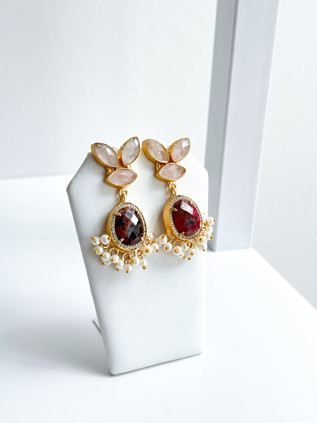 Tallulah | Red Jasper & Rose Quartz Earrings