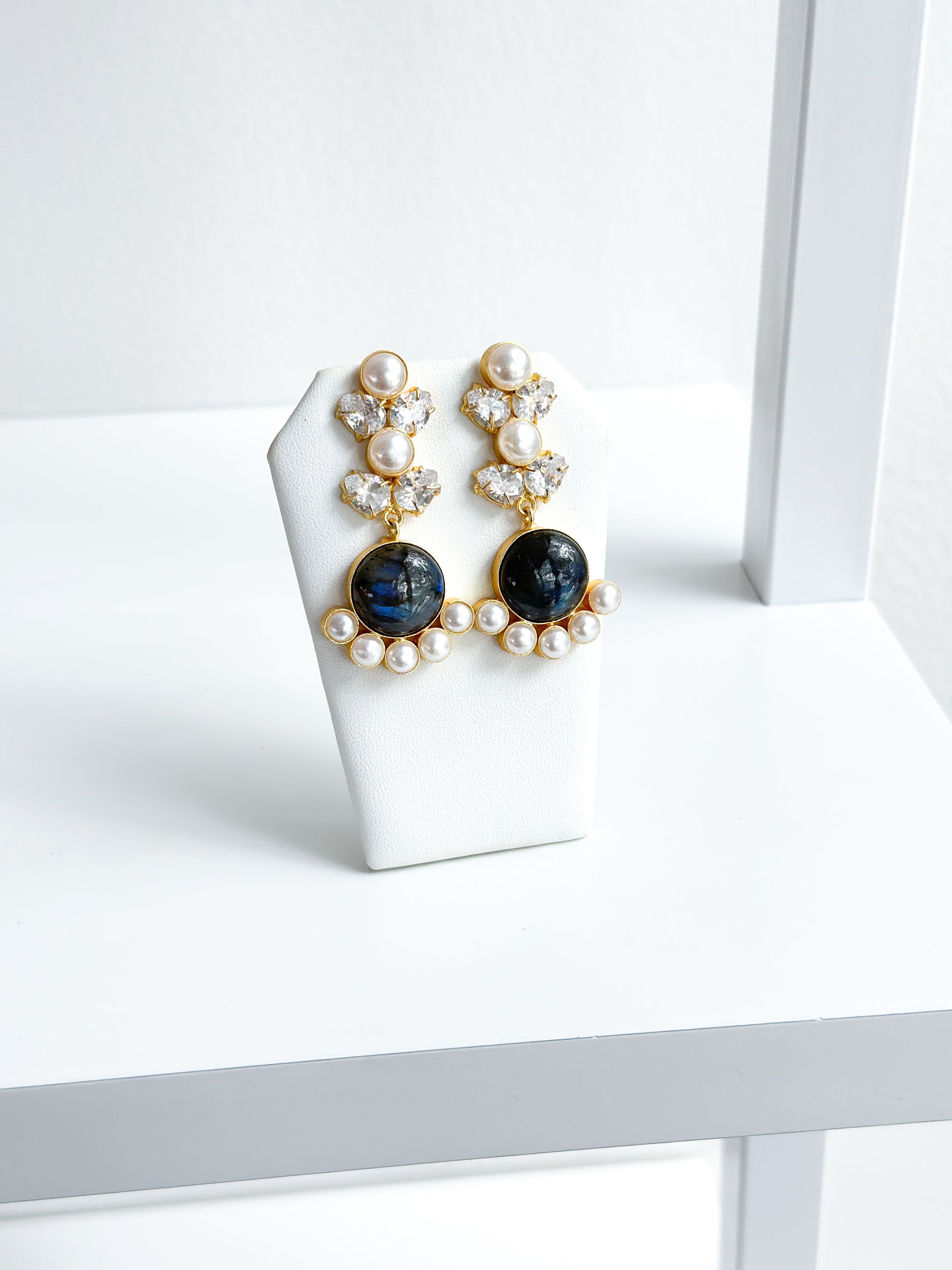 Francesca | Labradorite, Baroque Pearl & Crystal Earrings