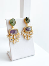 Ella | Moss Quartz & Amethyst Earrings