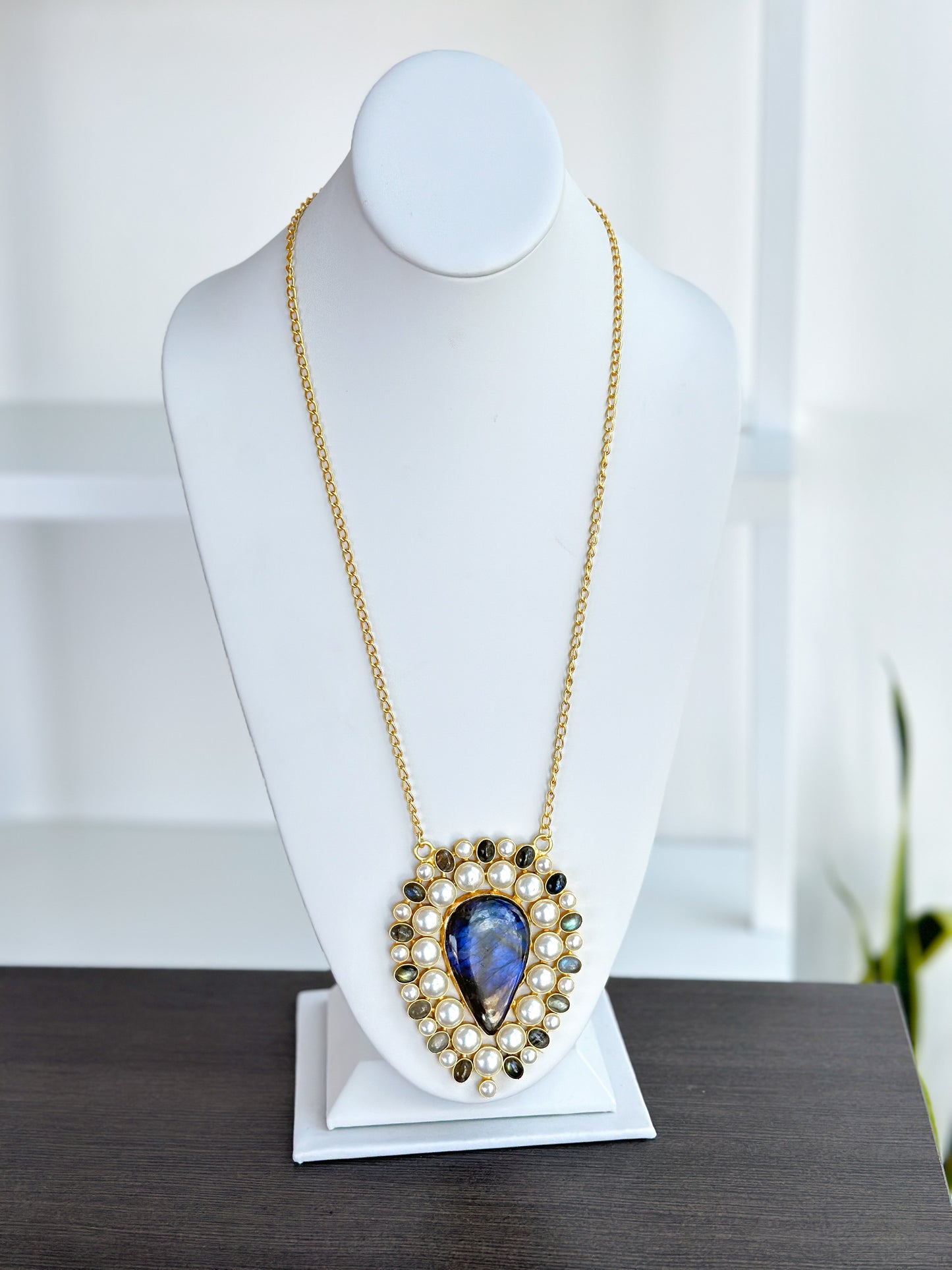 Freya | Labradorite & Pearl Statement Necklace
