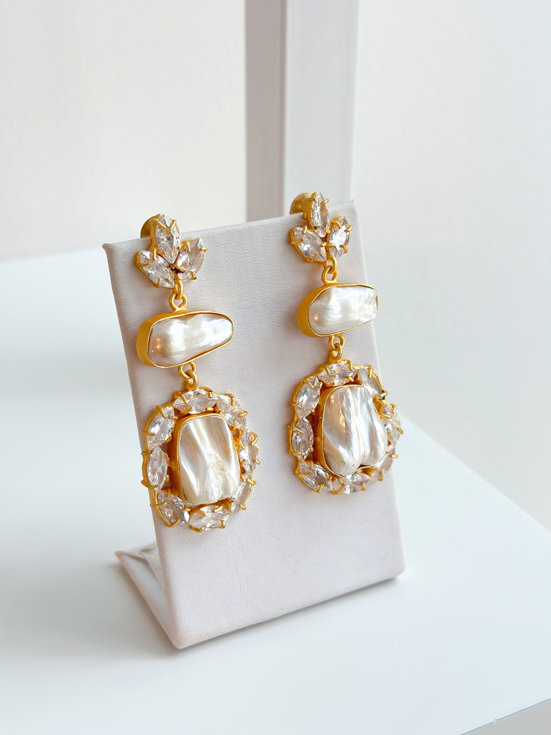 Florence | Baroque Pearl & Crystal Earrings