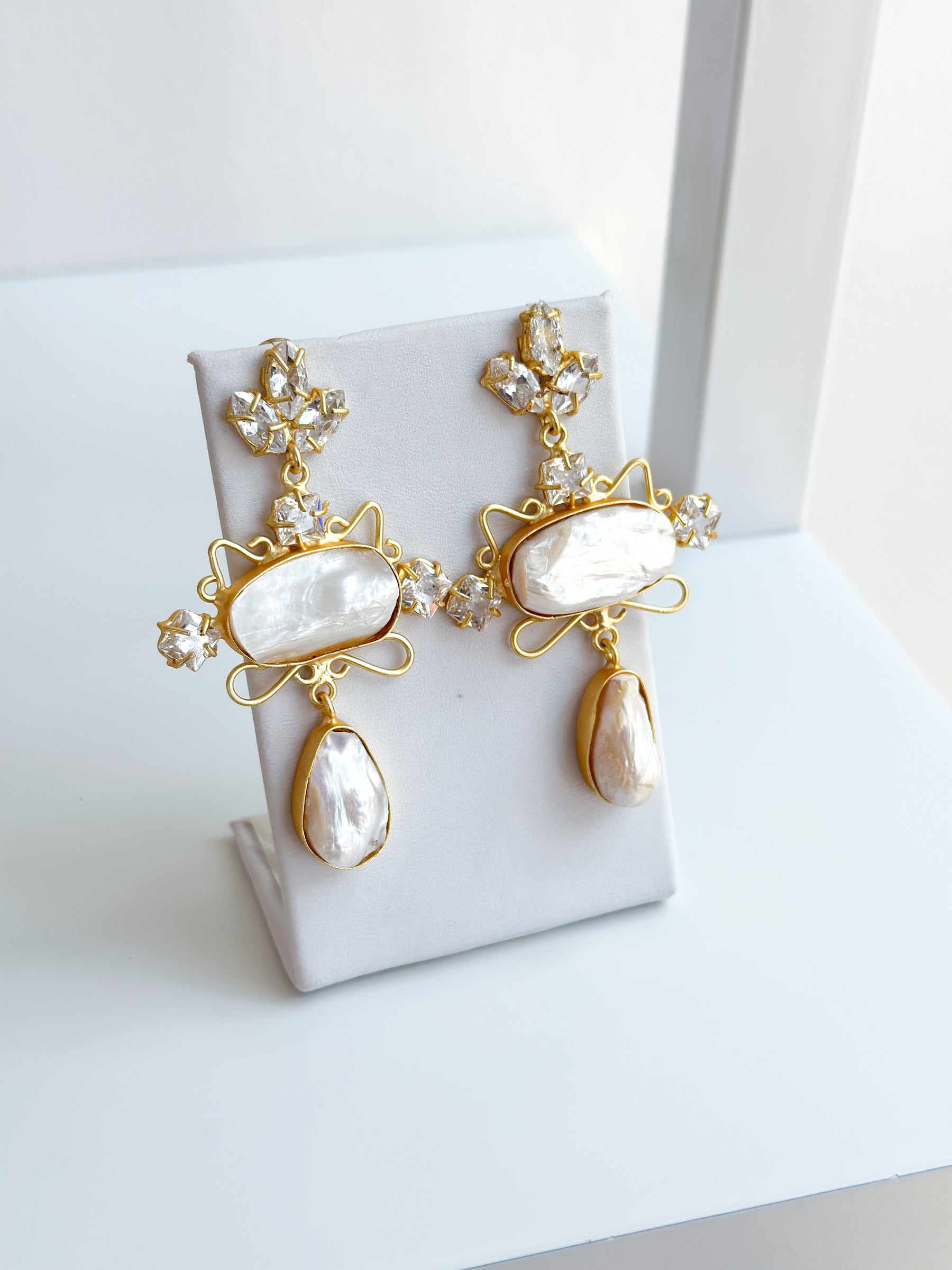 Edith | Baroque Pearl & Crystal Earrings