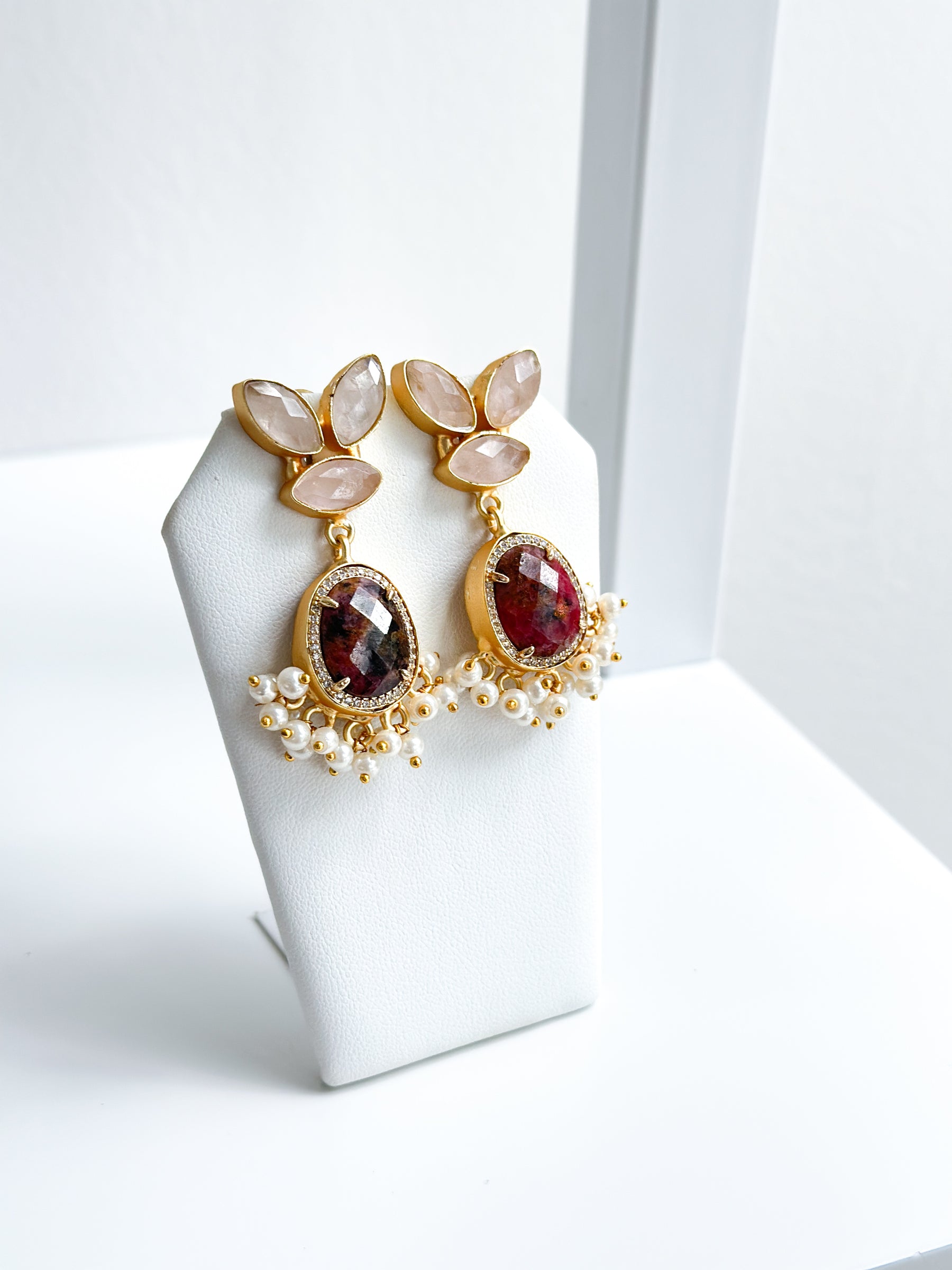 Tallulah | Red Jasper & Rose Quartz Earrings