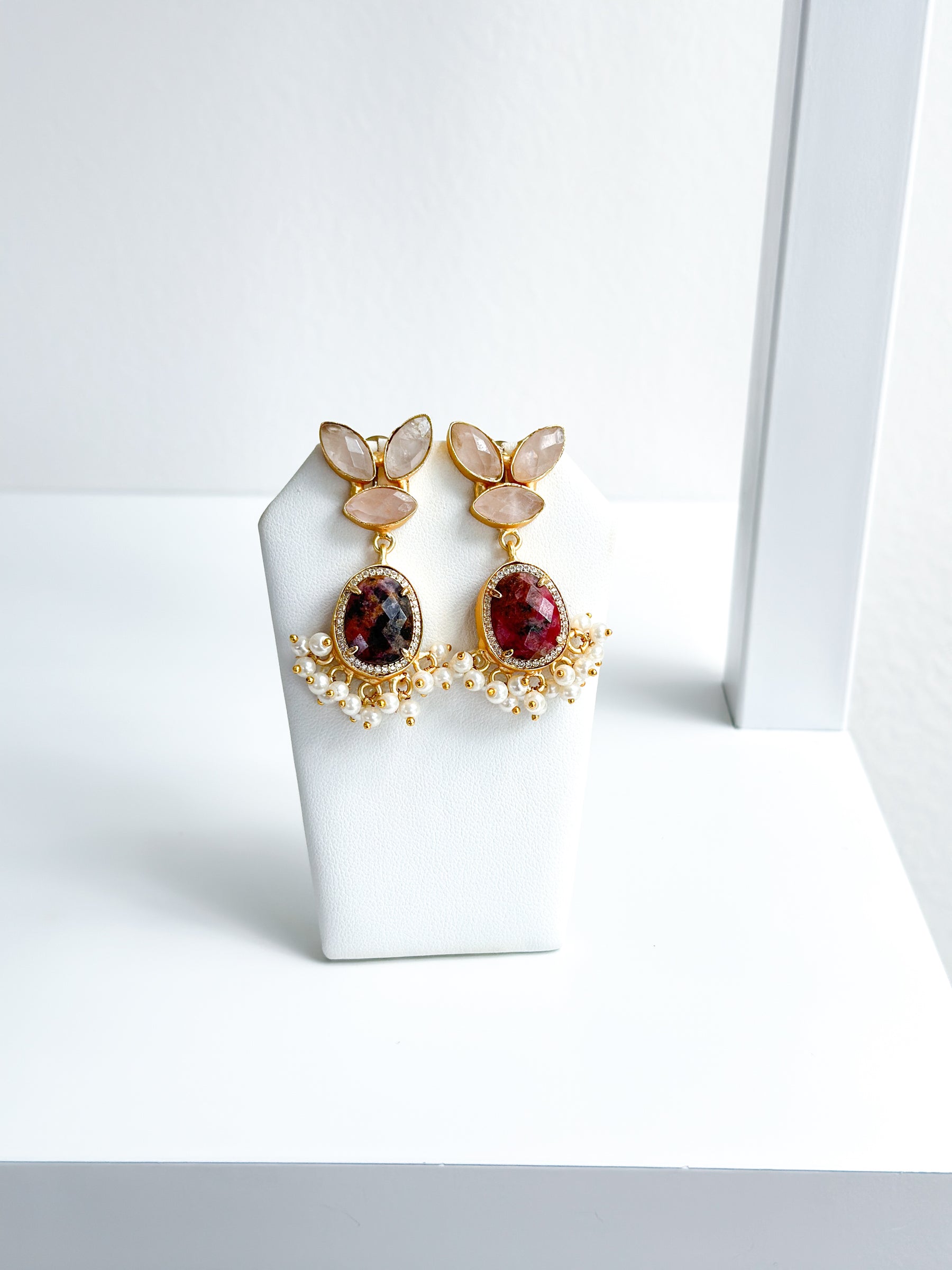 Tallulah | Red Jasper & Rose Quartz Earrings