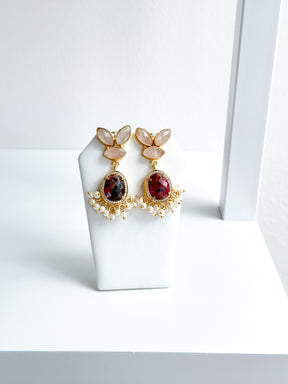 Tallulah | Red Jasper & Rose Quartz Earrings