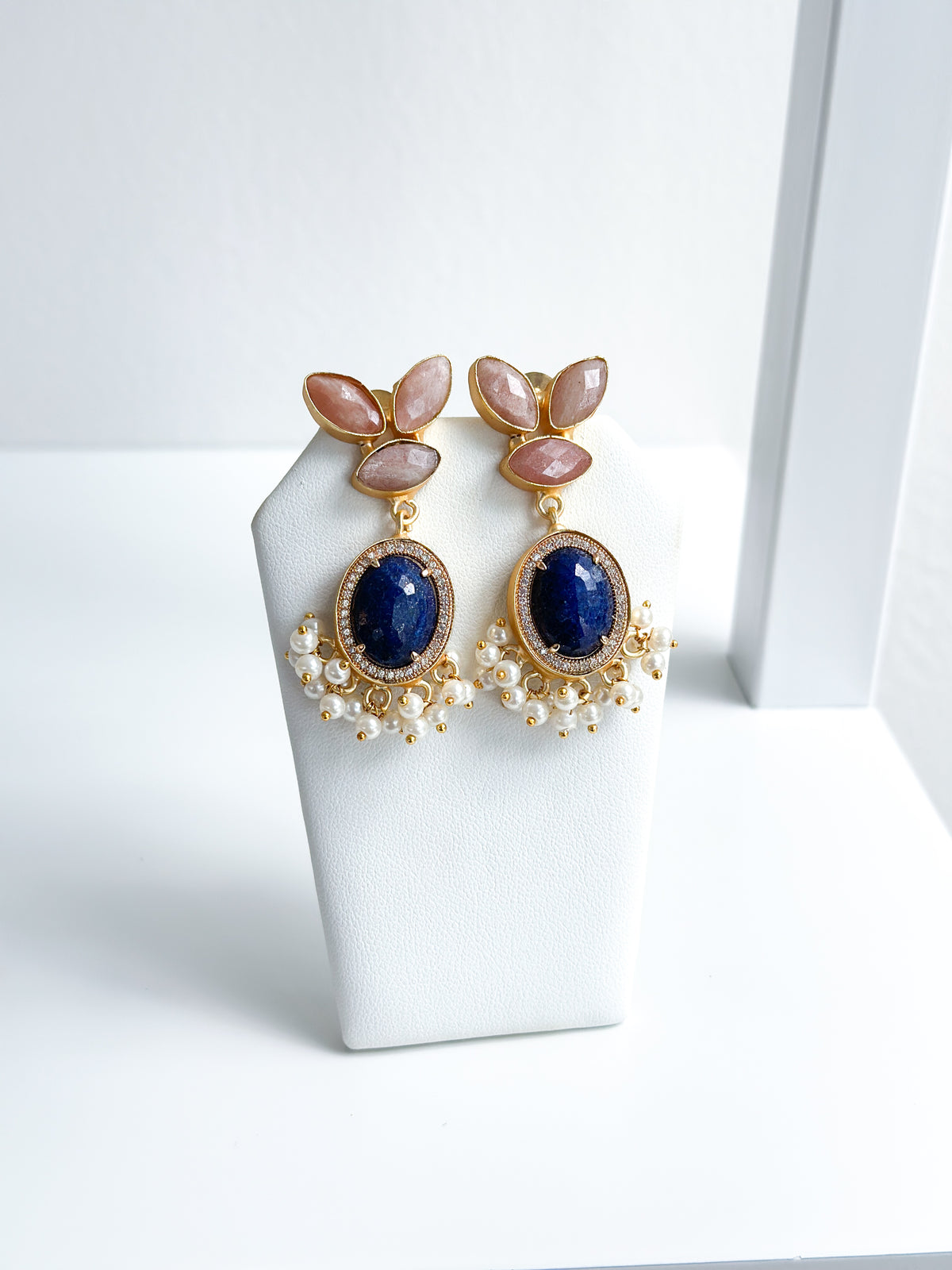 Tallulah | Strawberry Quartz & Lapis Earrings