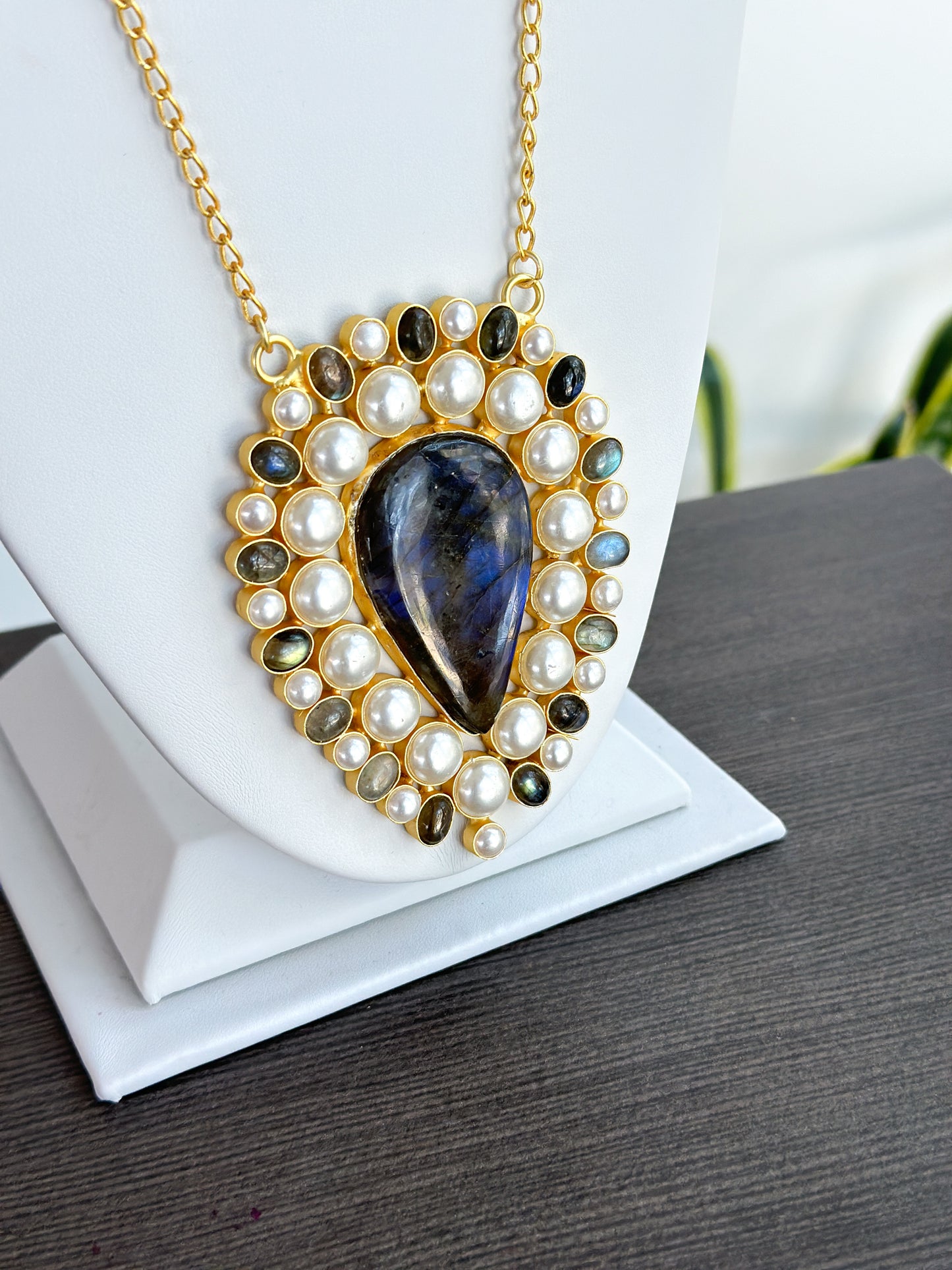 Freya | Labradorite & Pearl Statement Necklace