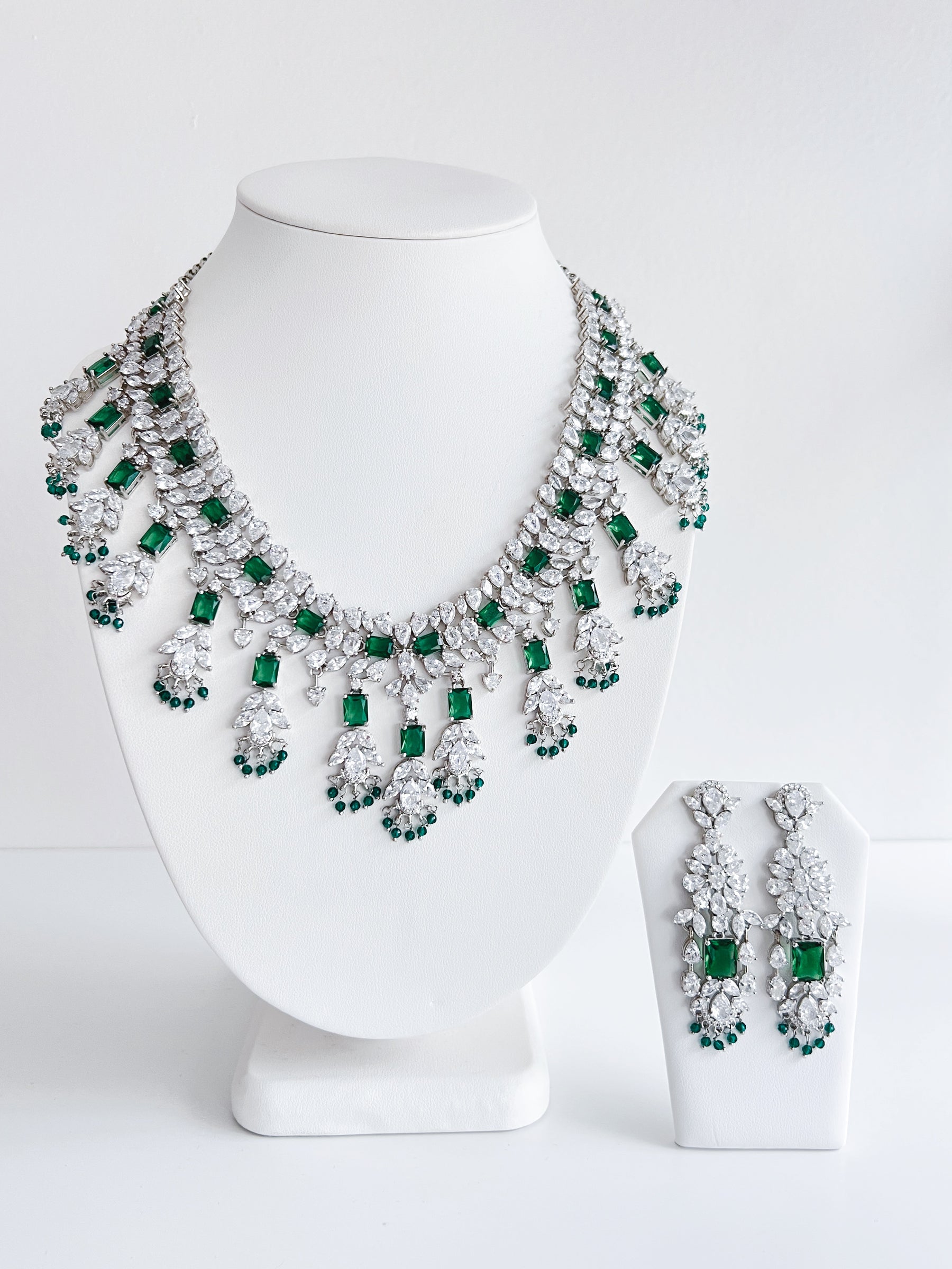 Celeste | Emerald & American Diamond Set